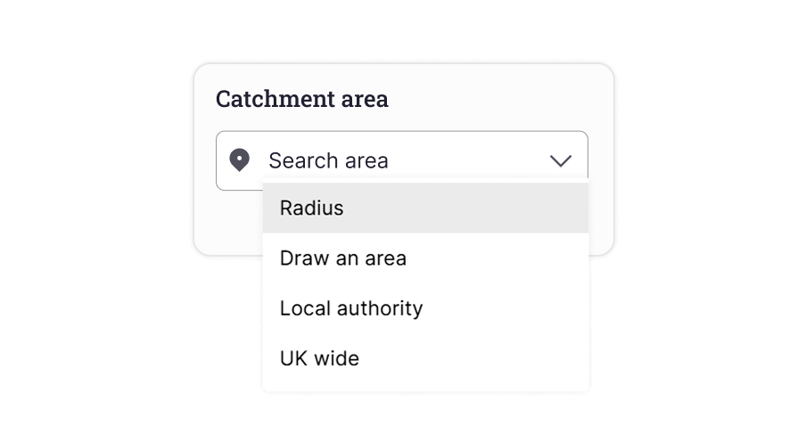 Catchment area dop-down